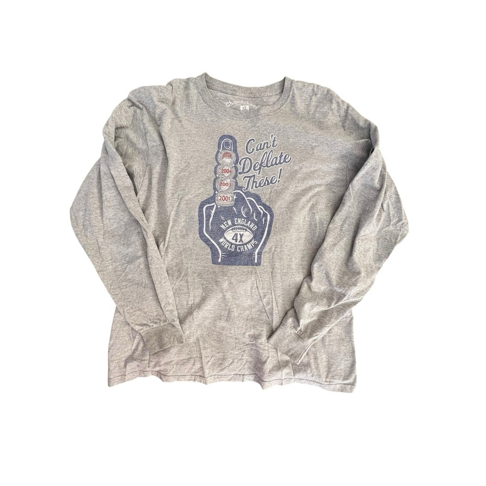 New England 4x Champions Chowdaheadz Gray Shirt Size XL Mens Finger Rings 2014